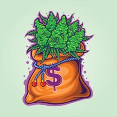 Fotobehang Cannabis sack buds dollar symbol vector illustrations for your work logo, merchandise t-shirt, stickers and label designs, poster, greeting cards advertising business company or brands. © Art Graris