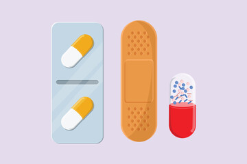 Pharmaceuticals and medication. Medical concept. Colored flat vector illustration isolated.