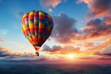 Hot air balloon in the sky. Background with selective focus and copy space