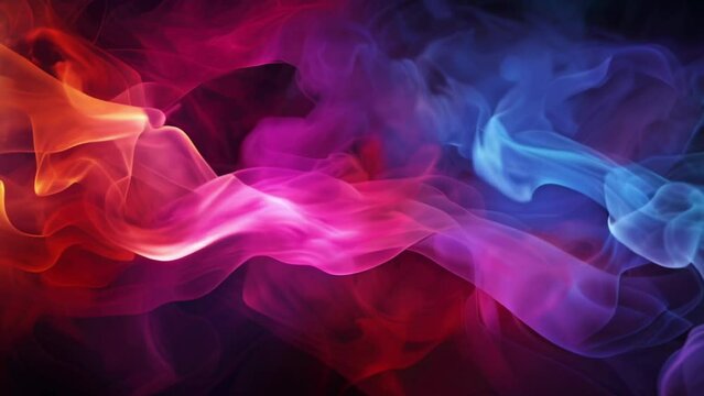 Realistic thick colorful smoke on dark background. AI generated animation. High quality 4k footage