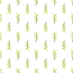 Botanical branch leaves pattern design with nature motif. decorative background in flat style. repeat and seamless vector