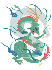 年賀状素材　辰年　風神の龍