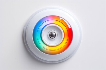 Abstract high tech multicolor button on white background
