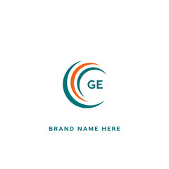 GE G E letter logo design. Initial letter GE linked circle uppercase monogram logo red and blue. GE logo, G E design. GE, G E 2 latter 