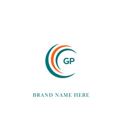 GP G P letter logo design. Initial letter GP linked circle uppercase monogram logo red and blue. GP logo, G P design. GP, G P 2 latter 