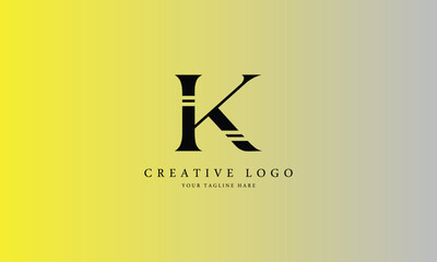 K brand minimal professional creative black logo design for all kinds of business with gradient background template.
