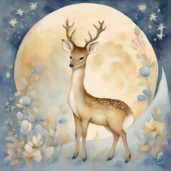 the little deer sleeps on the moon. Generative AI