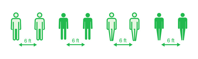 Social distance icon set. social distancing icon. self quarantine sign