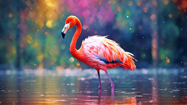 flamingo in the water HD 8K wallpaper Stock Photographic Image 