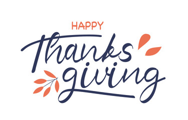 Thanksgiving Typography. Flat Vector Illustration.