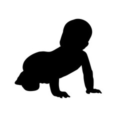 silhouette of a crawling baby