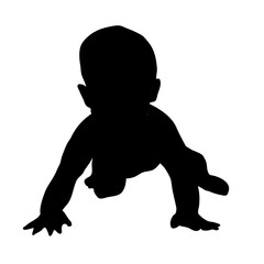 silhouette of a crawling baby