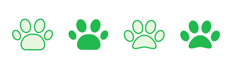 Paw icon set. paw print icon vector. dog or cat paw