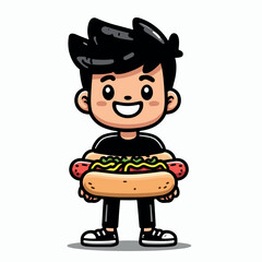 Fototapeta na wymiar Logo Brand HotDog Junkfood Fastfood Mascot Template