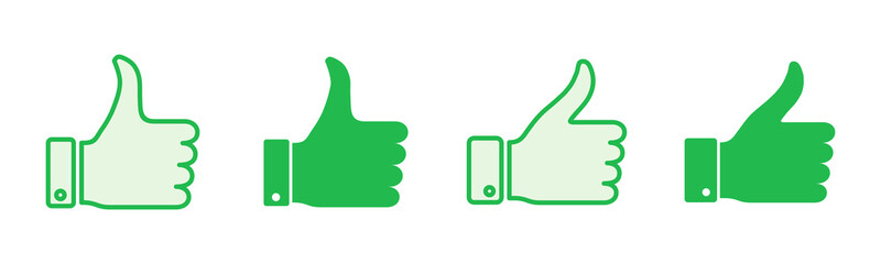 Thumbs up icon set. Hand like. Like icon vector.