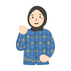 female in batik korpri, indonesian traditional worker uniform 