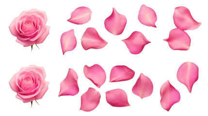 Fototapeta na wymiar Pink flower petals isolated on a transparent background created with Generative AI technology