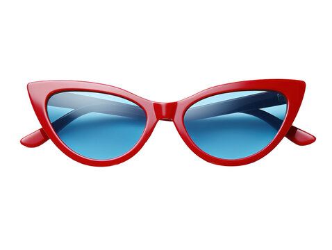 Red sunglasses isolated on a transparent background created with Generative AI technology