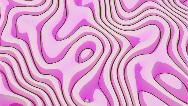 3d flexible pink folds in cartoon style. Design. Relaxing waving and changing fabric folds.