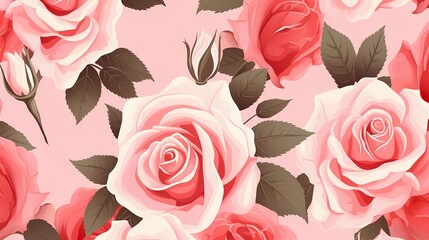 Red, pink, and white roses pattern cute valentine's day background