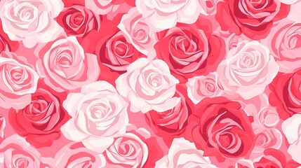 Red, pink, and white roses pattern cute valentine's day background