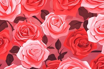 Red, pink, and white roses pattern cute valentine's day background