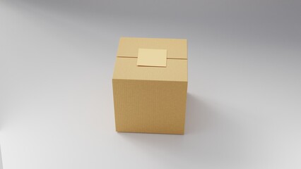 card board box isolated on white background, 3d render