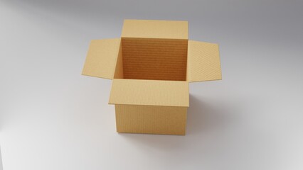 card board box isolated on white background, 3d render