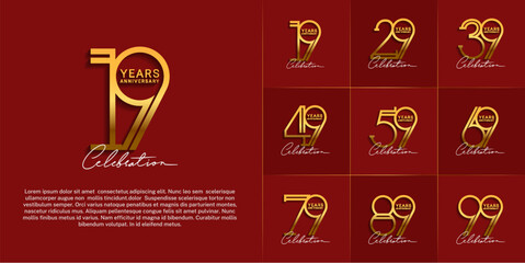 set of anniversary logotype golden color and white calligraphy for special celebration event