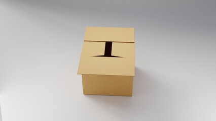 card board box isolated on white background, 3d render