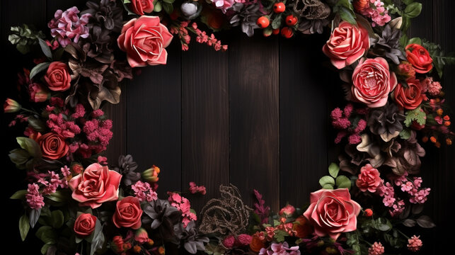 roses frame HD 8K wallpaper Stock Photographic Image 