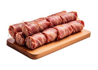 Jumbo pigs in blankets on transparent background. Generative AI.