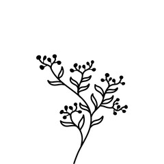 Floral Branch in silhoutte style