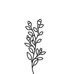 Floral Branch in silhoutte style