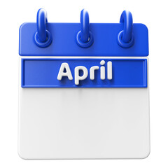 Empty Calendar April 3D Render
