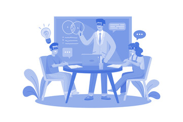 Students experience virtual reality glasses in the classroom