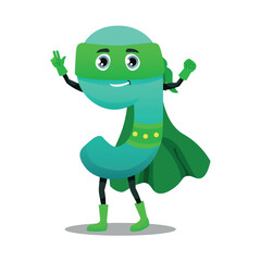 Figure Nine in superhero costume on white background