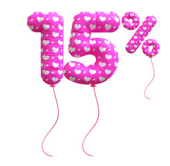 15 Percent Discount Pink Balloon Number 3d