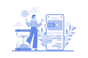 Girl Checking Her Meeting Schedule On A Mobile App