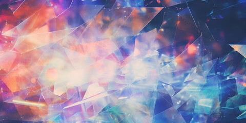 Purple and blue abstract geometric background, Holographic Prism Rainbow Texture Generative Ai

