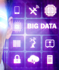 Big data modern computing concept with businessman