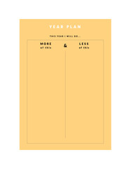 Year Plan Planner. (Lemon) Minimalist planner template set. Vector illustration.	