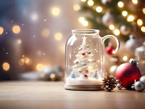 Small christmas tree in a glass jug