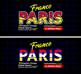 Paris urban line lettering sports style vintage college, typography, for t-shirt, posters, labels, etc.