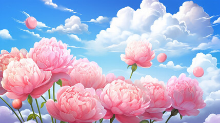 pink tulips against blue sky HD 8K wallpaper Stock Photographic Image 