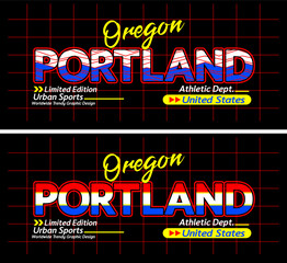 Portland urban line lettering sports style vintage college, typography, for t-shirt, posters, labels, etc.