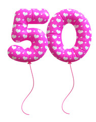 3D Pink Balloon Number 50