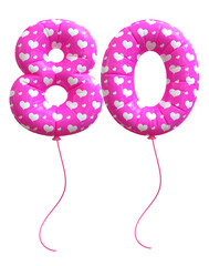 3D Pink Balloon Number 80