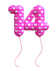 3D Pink Balloon Number 14