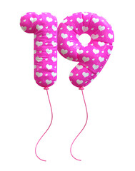 3D Pink Balloon Number 19